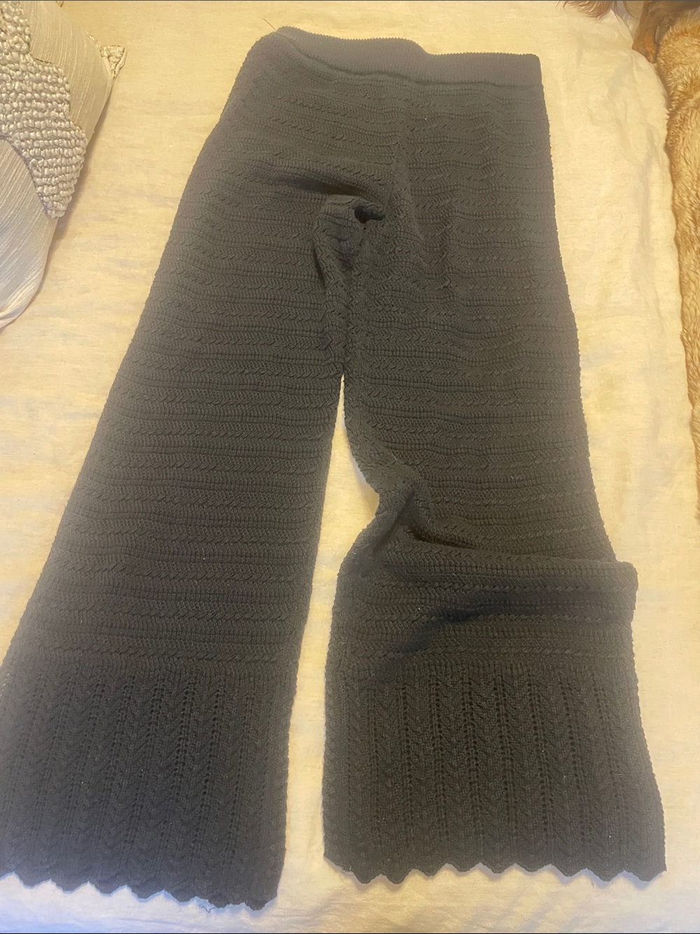 Black Knit Wide-Leg Bottoms